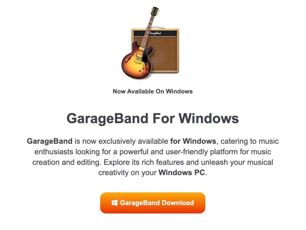 Downloading GarageBand for Windows